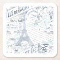 Vintage French Romance Collage Blue ID226