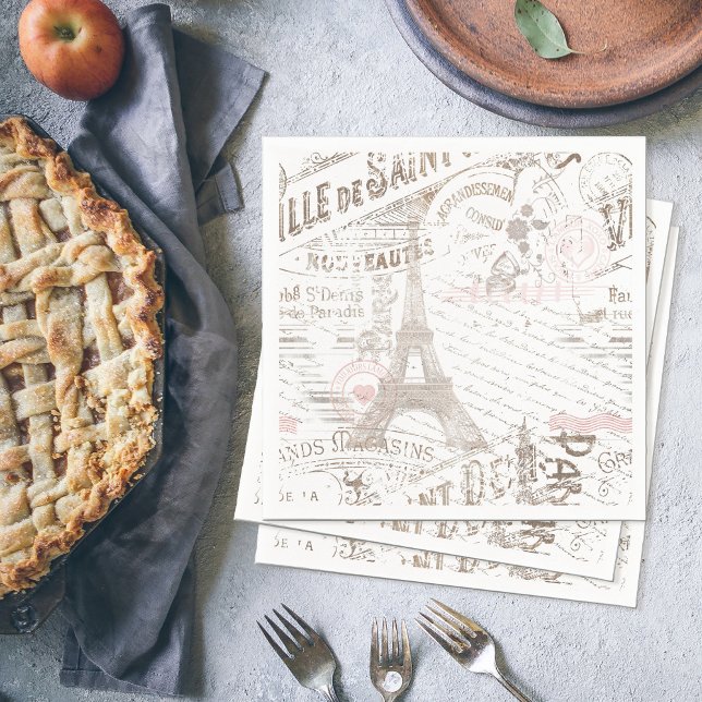 Vintage French Romance Collage Pink ID226 Napkin (Creator Uploaded)