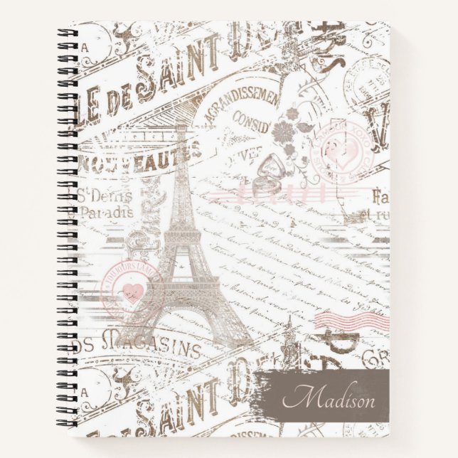 Vintage French Romance Collage Pink ID226 Notebook (Front)