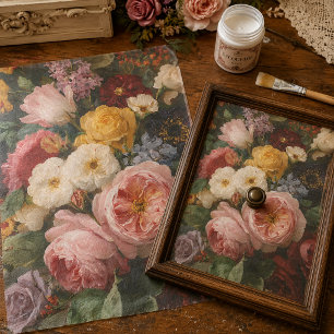 Vintage French Romantic Floral Bouquet Decoupage  Tissue Paper