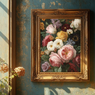 Vintage French Romantic Floral Bouquet Fine Art Poster