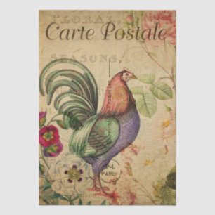Vintage French Rooster Postcard Decoupage Tissue Paper