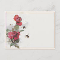 Vintage French Rose Bee Border Blank