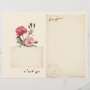 Vintage French Rose Bird Scrapbook Journal Page