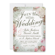 Vintage French Rose Garden Wedding Invitation