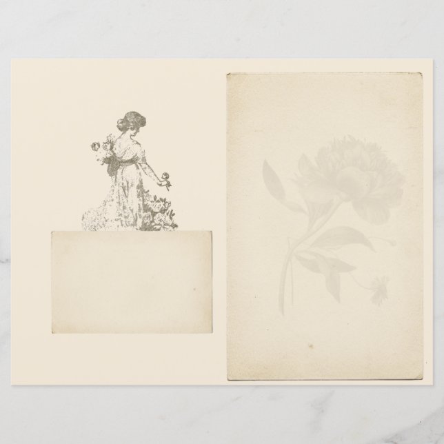 Vintage French Rose Woman Scrapbook Journal Page (Front)