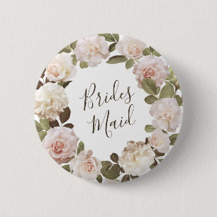 Vintage French Roses Bridesmaid Button