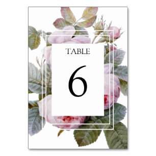 Vintage french roses, floral, elegant Table Card