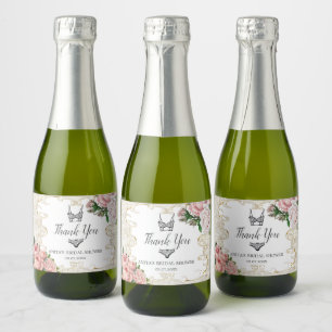 Vintage French Roses Lingerie Bridal Shower Favour Sparkling Wine Label