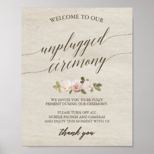 Vintage French Roses Unplugged Ceremony Sign