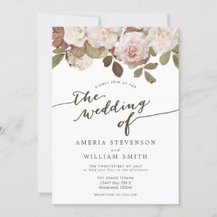 Vintage French Roses Wedding Invitation