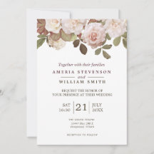 Vintage French Roses Wedding Invitation