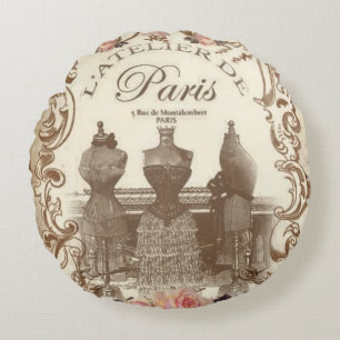 Vintage French Round Cushion