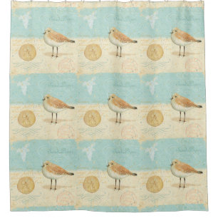 Vintage French Sand Piper Shower Curtain