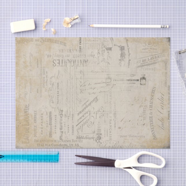 Vintage French Script Tissue Paper (Craft)
