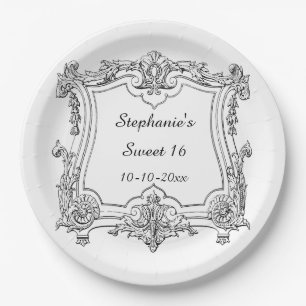 Vintage French Scroll Sweet Sixteen Paper Plate