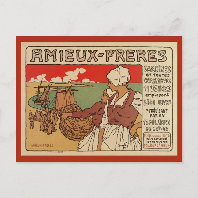 Vintage French sea fish advertising Postcard (Front)