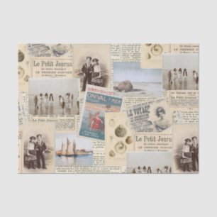 Vintage French Seaside Children Collage Tissue Paper