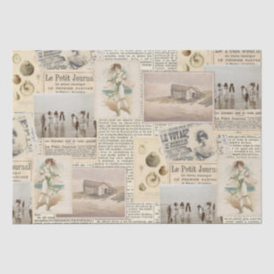 Vintage French Seaside Collage Tissue Paper
