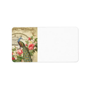Vintage French Shabby Chic Peacock Label