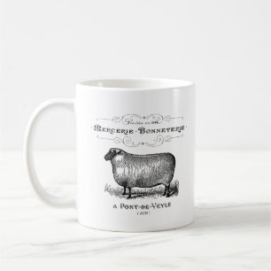 Vintage French Sheep Typography Farmhouse Rustic   Coffee Mug
