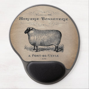 Vintage French Sheep Typography Farmhouse Rustic   Gel Mouse Mat