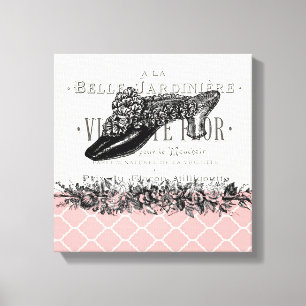 Vintage French shoe stretched canvas Print