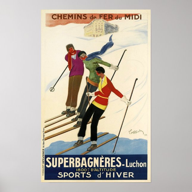 Vintage French Ski Poster (Front)