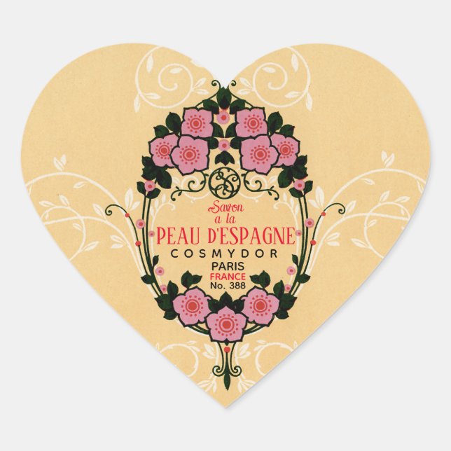 Vintage French Soap Label - heart shape (Front)