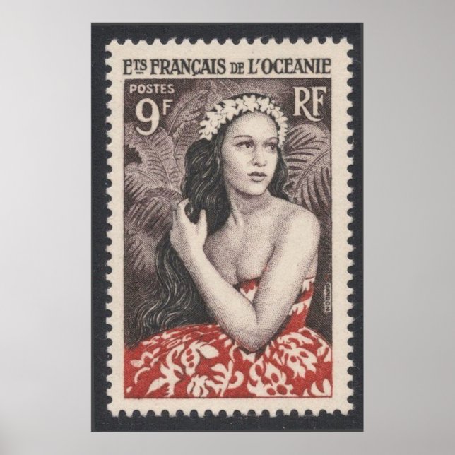 Vintage French South Pacific Travel Poster (Front)