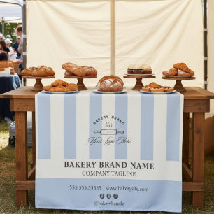 Vintage French Stripes Bakery Logo Table Runner Tapestry