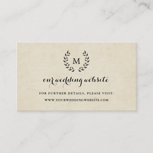 Vintage French Style Wreath Wedding Website Insert (Front)