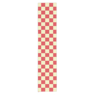 Vintage French Summer Picnic Chequered Short Table Runner