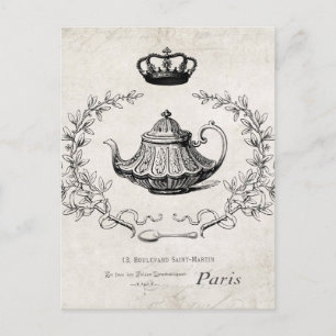 Vintage French teapot postcard