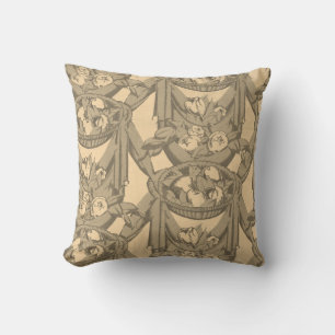 Vintage French Textile Floral Art nouveau  Cushion