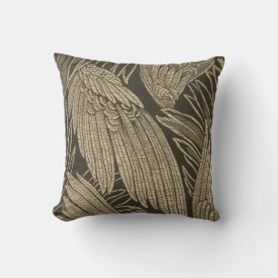 Vintage French Textile Green Gold Cushion