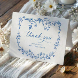 Vintage French Toile Bridal Shower Wedding Thank You Card