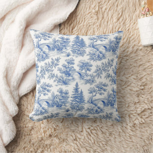 Vintage French Toile de Jouy Country Landscape Cushion