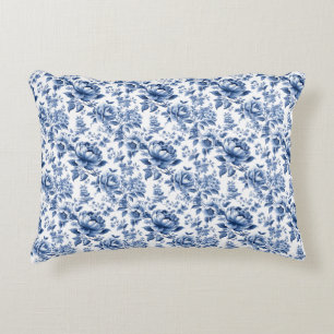 Vintage French Toile de Jouy Navy Blue Decorative Cushion