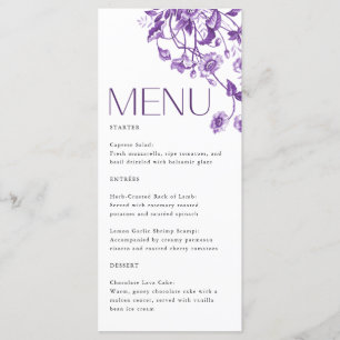 Vintage French Toile Floral Purple Bridal Shower Menu