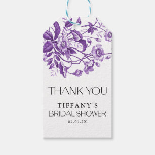 Vintage French Toile Purple Floral Bridal Shower Gift Tags