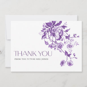 Vintage French Toile Purple Floral Bridal Shower Thank You Card