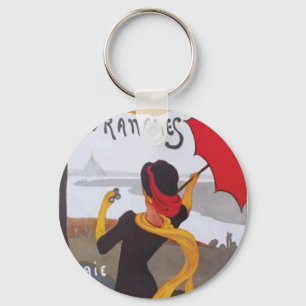 Vintage French Travel Ad 1910 Key Ring