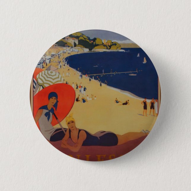 Vintage French Travel Advertisement 6 Cm Round Badge (Front)