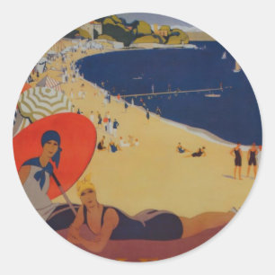 Vintage French Travel Advertisement Classic Round Sticker