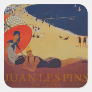 Vintage French Travel Advertisement Square Sticker