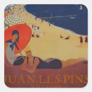 Vintage French Travel Advertisement Square Sticker