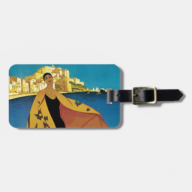 Vintage French Travel Luggage Tag (Front Horizontal)