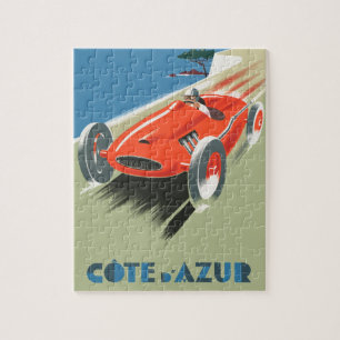 Vintage French Travel Poster Cote Du Azur Jigsaw Puzzle