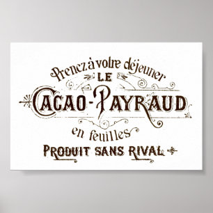 Vintage French Typographic Cacao Chocolate Poster